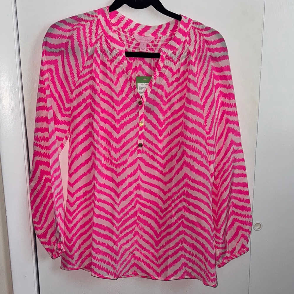 Lilly Pulitzer Vibrant Pink and White Blouse